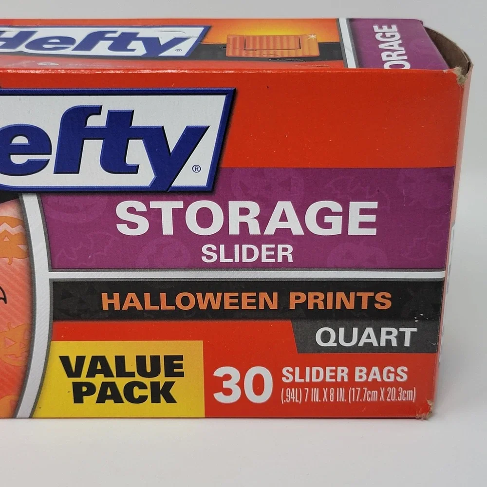 Hefty 2015 Halloween 30 Quart Storage Slider Bags Bats Pumpkins Limited Edition